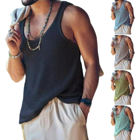 Summer Tank Top Sleeveless Solid Simple Style Knitted U Neck Sports Loose Shirt Summer Sweater Vest Blouses