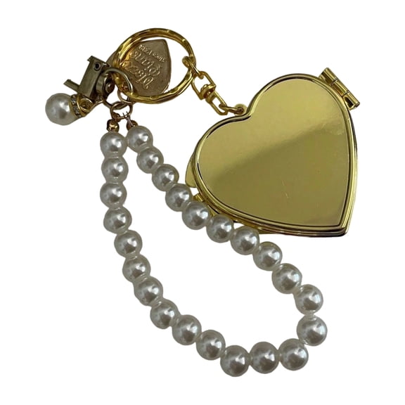 ROZYARD Vintage Y2K Silver Heart Keychain With Mini Mirror Practical Alloy Gift Item