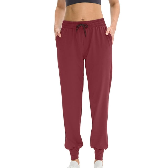 Timegard Running Pants for Women Elastic Waist Drawstring Lightweight Fall Casual Loose Workout Trousers