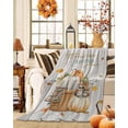 thumbnail image 2 of Autumn Flannel Blanket for Bed,Travel and Camping, Owl Pumpkin Leaves Basket Towel Wood Grain Super Soft Cozy Blanket for All Seasons 30"x40", 2 of 6