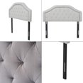 thumbnail image 3 of Tufted Button Linen Fabric Upholstered Full Size Headboard in Light grey, 3 of 5