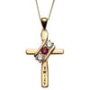 Personalized Women's Sterling Silver or Gold over Silver Engraved Name and Genuine Birthstone Cross Pendant