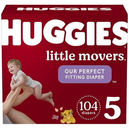 Huggies Little Movers Baby Diapers, Size 5, 104 Ct