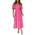 thumbnail image 1 of CNKOO Women Slim Fit Pumping Solid Color Boho Style Slim Fit Puff Sleeve Bodycon Dress, 1 of 9
