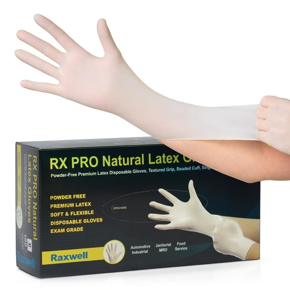 Disposable Latex Gloves 8.5 Mil, Powder-Free, Puncture Resistant & Super Soft, Medical & Food Safe, Heavy-Duty Examination Grade Rubber, Natural Color, High Tactile Sensitivity 100 Count X-Large