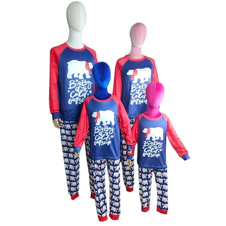 

Fashion Christmas Pajamas for Family Long-Sleeved Round Neck Sleepwear Loose Casual Home Clothes Set 5 Child