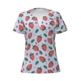 thumbnail image 3 of Naloa Strawberries Print T-Shirts Short Sleeve V Neck Tees for Women Fashion Tops Trendy Lightweight Soft Casual Summer Outfits Clothes, 3 of 5