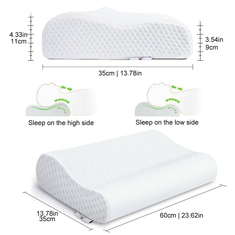 POWER OF NATURE Memory Foam Contour Pillow Wave Cervical Pillows for Neck  and Shoulder,Ergonomic Orthopedic Sleeping Pillow for Side Sleepers, Back  and Stomach Sleepers White 60*35*11cm 