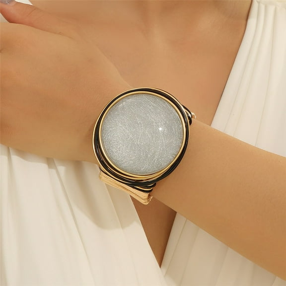 Fashion Chunky Big Round Resin Bead Bangle Costume Accessories For Women Colorful Gold Wire Wide Bangle Tribal Fashion Clothes Jewelry