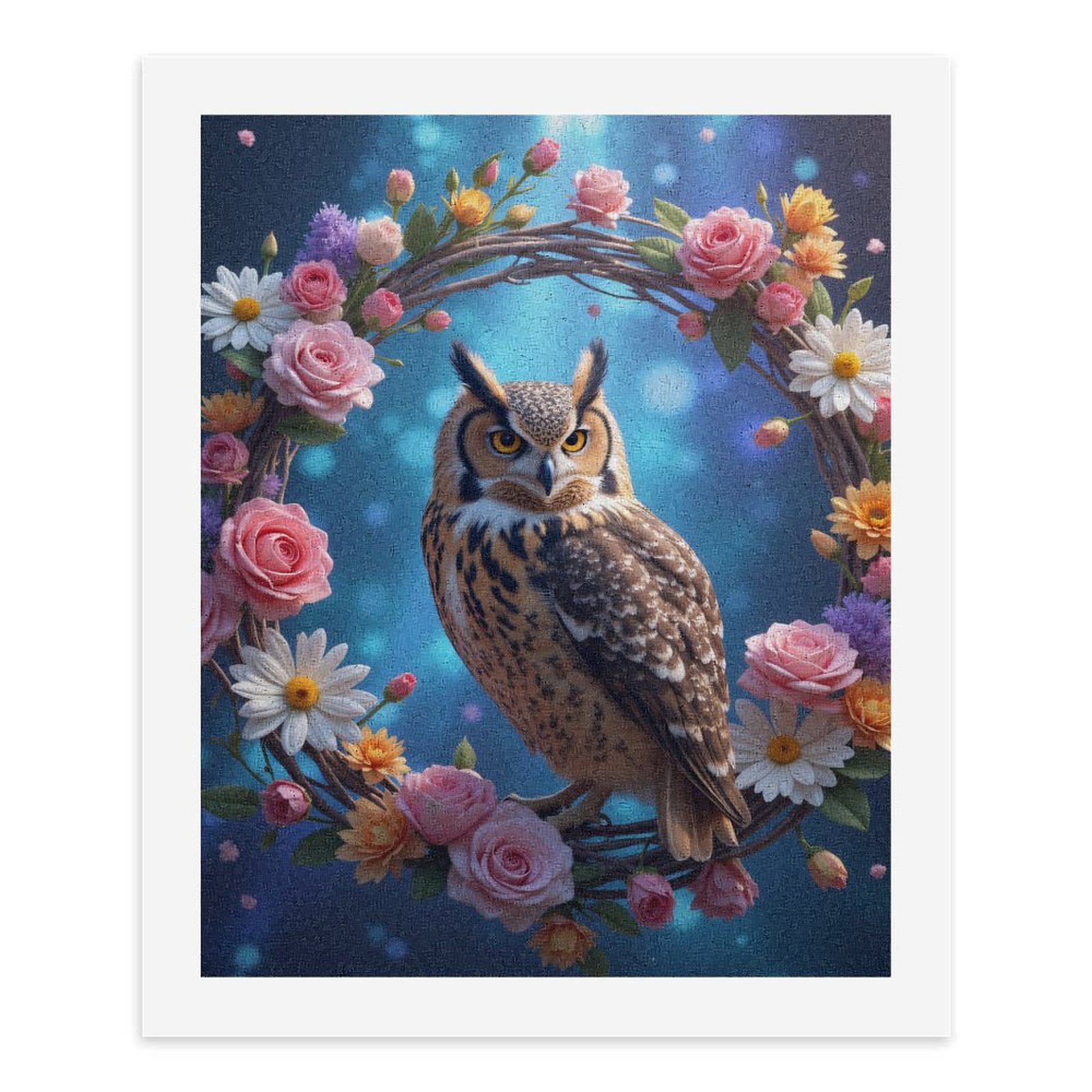Paint By Numbers Kit for Adults Beginner - DIY Owl Floral Wreath Fantasy Art Canvas Painting Kits for Adults, Frameless Paint By Number for Adults for Home Wall Decor 16x20 Inch