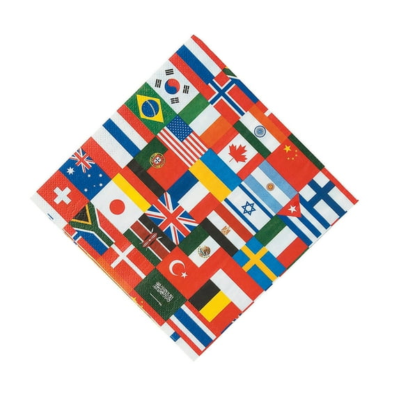 Flags Of All Nations Lunch Napkin (16Pc) - Party Supplies - 16 Pieces