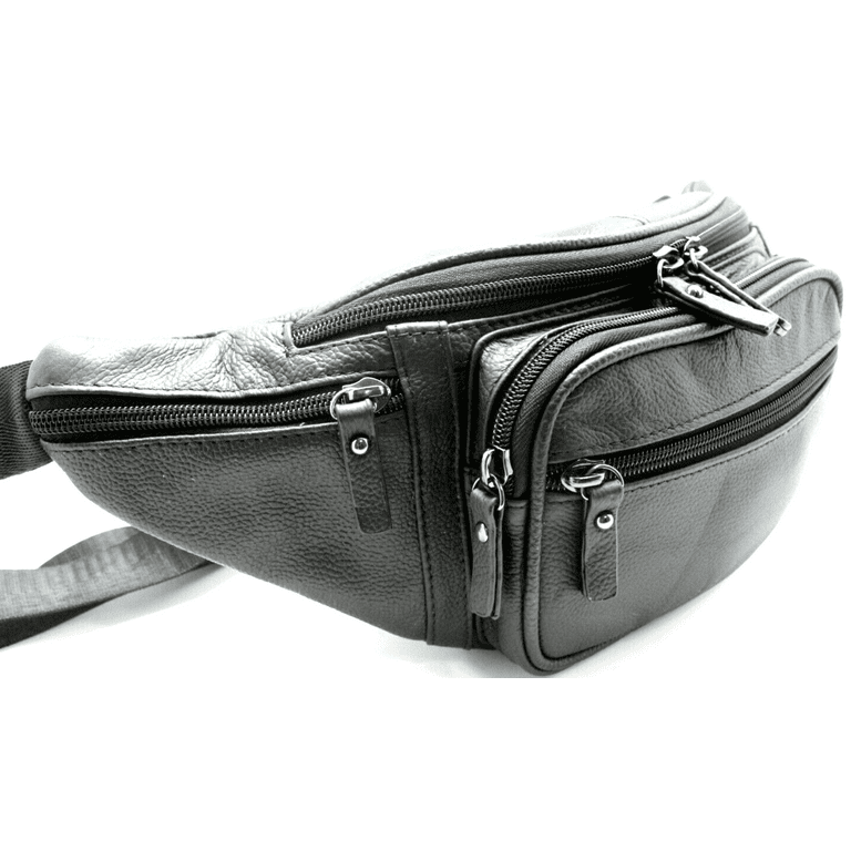 Large Leather Fanny Pack for men 5XL Waist Bag Travel Hip Purse for Women by JTC