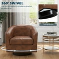 thumbnail image 4 of UIXE PU Leather Swivel Accent Chairs, Modern Upholstered Barrel Club Chair for Bedroom, Round Armchair Single Sofa, Coffee, 4 of 6