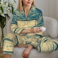 thumbnail image 6 of Haiem Retro Wooden Pattern Women’s Long-sleeve Sleepwear,Sleepwear Set,2-piece Loungewear Set,Soft PJs Comfy Nightwear with Pockets-Large, 6 of 7