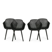 GDF Studio Barbados Outdoor Modern Dining Chair, Set of 4, Black