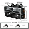 thumbnail image 3 of Spec-D Tuning Black Headlights + Bumper Lights + Corner Lights Compatible with 1994-1998 GMC C10, Left + Right Pair Headlamps Assembly, 3 of 7