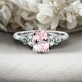 thumbnail image 3 of STERLING MINIMALIST 1.5ct Oval Shaped Peach Morganite Proposal Ring, Kite Cut Moss Agate Bridal Ring, Diamond Promise Ring For Her, Christmas Gifts, Birthstone Fine Jewelry, 3 of 4