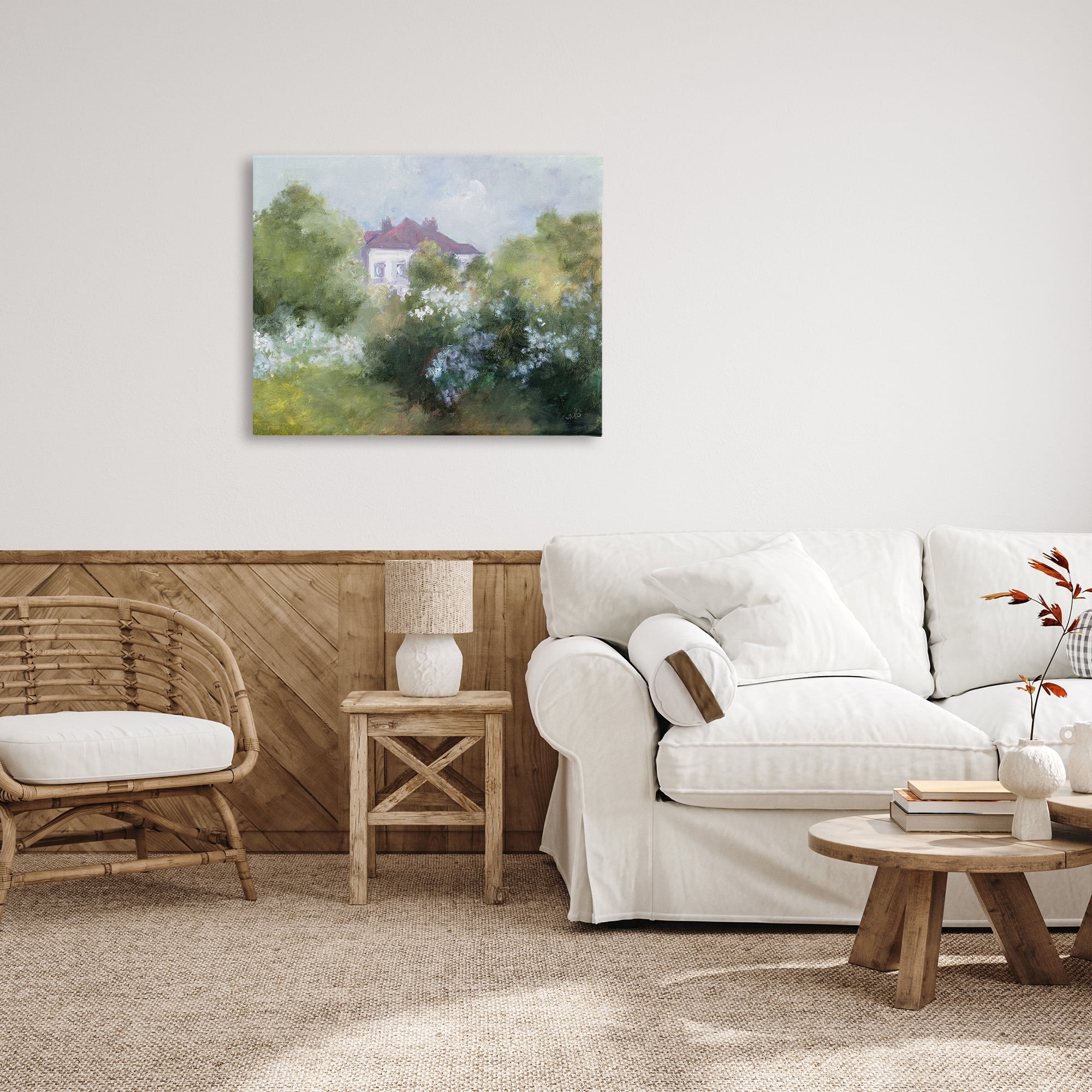 Stupell Industries Garden Cottage Villa Landscape Painting Gallery Wrapped Canvas Art Print Wall Art, 40 x 30
