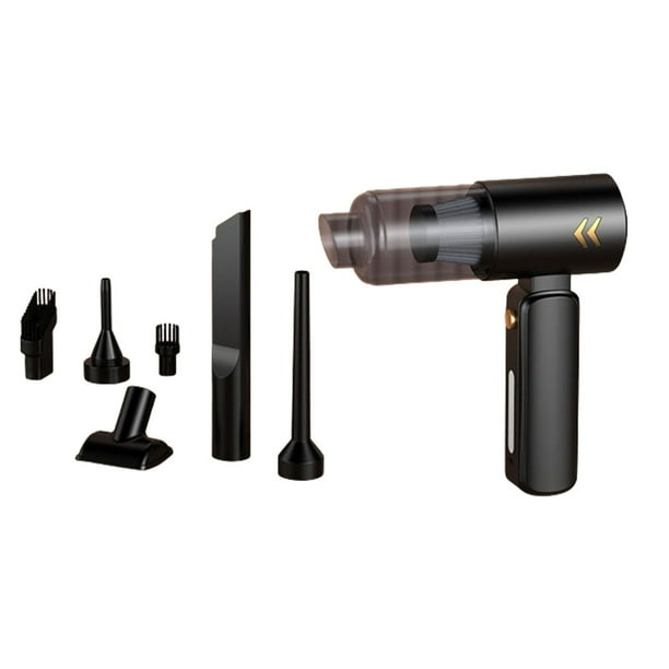 Aspirador de mano para coche, miniaspirador portátil multiusos inalámbrico, plumero de aire para el hogar, teclado de coche, pelo de mascota Negro Dorado