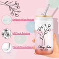 thumbnail image 5 of Personalized Glass Tumbler with Birth Flower & Name - Custom Borosilicate Cup with Bamboo Lid, Glass Straw & Leakproof Seal - Unique Birthday Gifts for Women, Mom, Teacher, Bridesmaid, 5 of 9