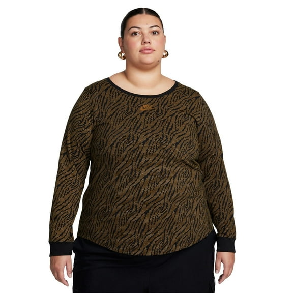 Nike Plus Size Sportswear Essentials Long-Sleeve Top - Black