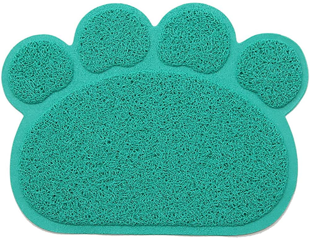 Qucyy Solid Paw Print Cat Litter Mat NonSlip Pet Paw Shape PVC Mat