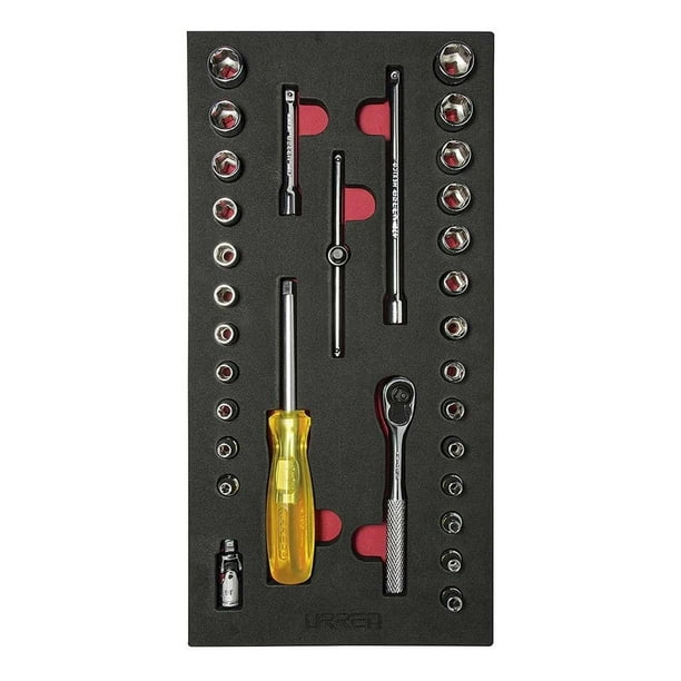 Juego Dados Y Acc. Cuadro 1/4 mm & Sae Cortos 31 Pzs Urrea Urrea CH-101