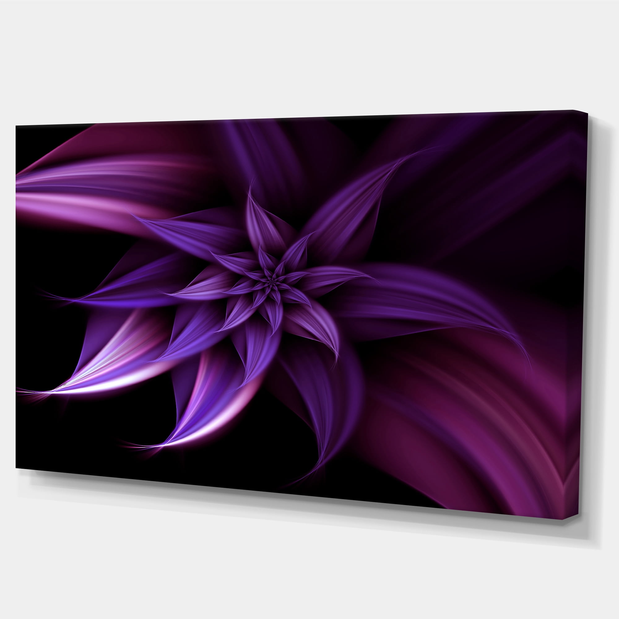 Designart 'Fractal Flower Purple ' Floral Art Canvas Print