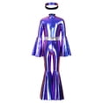 thumbnail image 2 of Miaeowve Girls Metallic Long Sleeve Flared Jumpsuits 70s Party Outfit Disco Hippie Fancy Dress Up Blue 6, 2 of 7