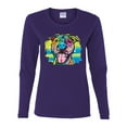 thumbnail image 2 of Cute Happy Smiling Dog Rainbow Pitbull Dog Lover Womens Graphic Long Sleeve T-Shirt, Purple, X-Large, 2 of 3