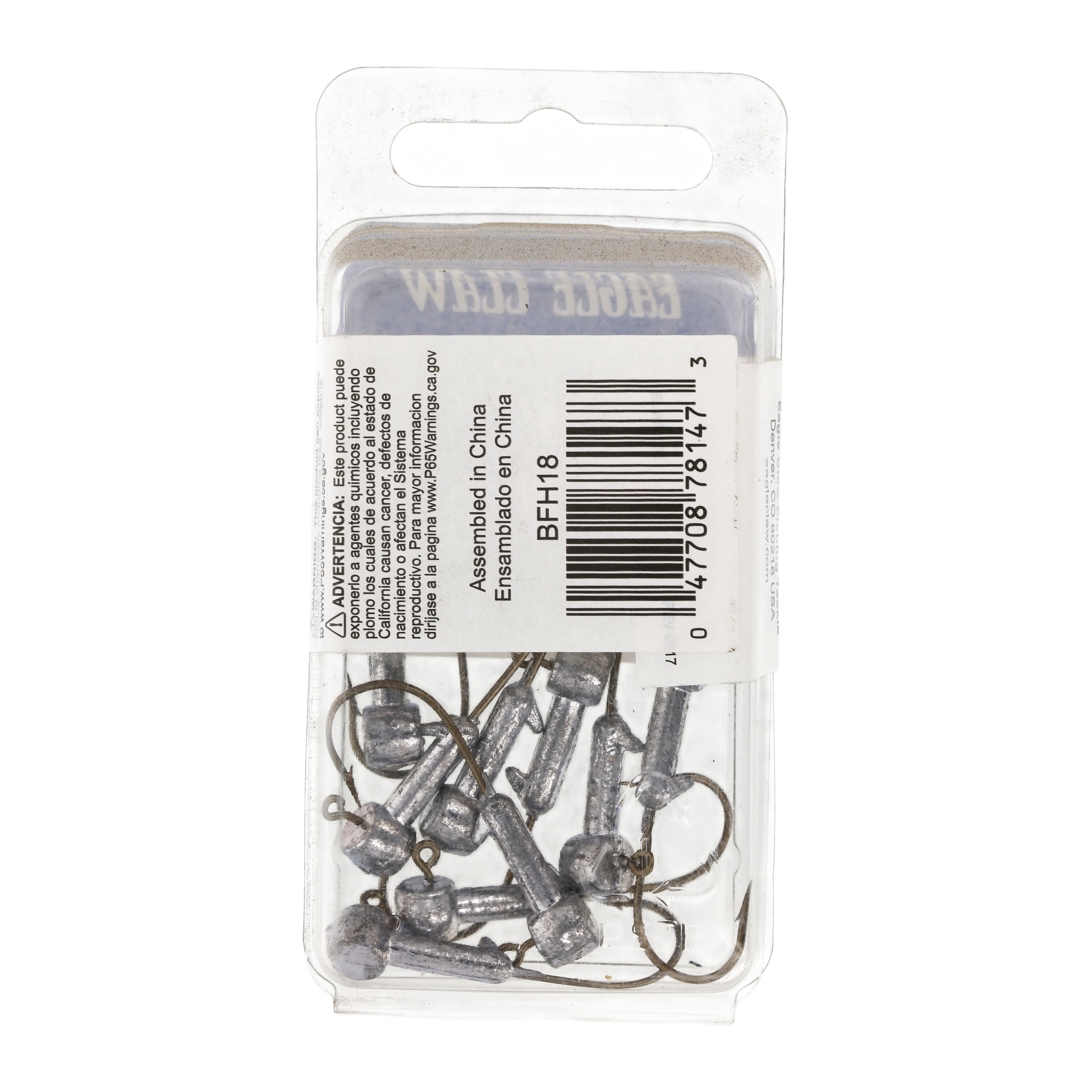 Eagle Claw Grub Jig Head Fishing Hook, Unpainted, 1/8 oz., BFH18