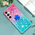 thumbnail image 7 of CCSmall Cute Case for Samsung Galaxy S24 FE (Not S24) with Kickstand for Women, Liquid Glitter Sparkle Bling Phone Case Gradient Floating Quicksand Cover for Samsung Galaxy S24 FE JB Powder Blue, 7 of 7