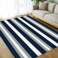thumbnail image 4 of Navy Blue Gray Stripe 5x8 Area Rugs, Modern Farmhouse Horizontal Striped Non-Skid Rubber Backing Large Rectangle Rugs - Living Room Bedroom Home Office, Indoor Floor Mat Carpets Washable Rug, 4 of 9