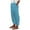 Blue, variant on Womens Casual Pants Summer Fashion Striped Print Button Versatile Loose Ankle Length Trouser Versatile Woman Streetwear