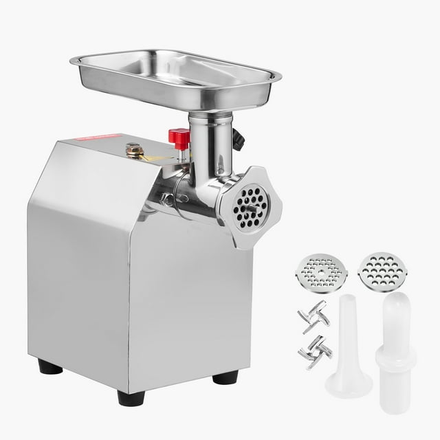 KFFKFF Commercial Electric Meat Grinder, 5 lbs/min Capacity, #8 Industrial Meat Mincer with 2 Stainless Steel Blades, 2 Grinding Plates, 600W Heavy-Duty Sausage Maker Stuffer