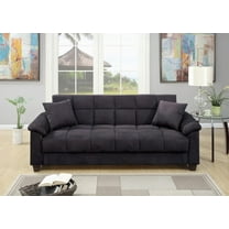 Living Room Modern Microfiber Convertible Sofa 84" w Storage Ebony