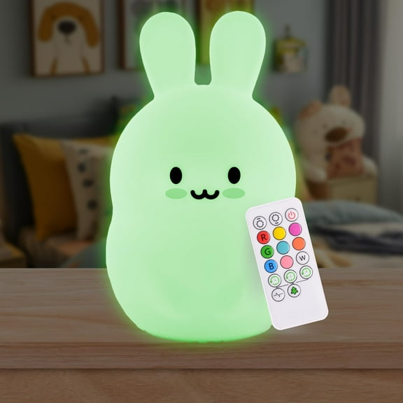 LED Nursery Night Lights for Kids: LumiPets Cute Animal Silicone Baby Night Light with Touch Sensor and Remote - Portable and Rechargeable Infant or Toddler Cool Color Changing Bright Nightlight Lamp