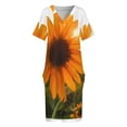 thumbnail image 3 of Vestido holgado de girasol y sol para mujer traje de diseñador de lujo con bolsillos para fiesta de noche y graduación, 3 of 6