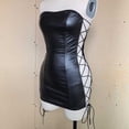 thumbnail image 6 of Hfnxid Women Hollow Out Tube PU Leather Bodycon Dress Cut Out Nightdress Lingerie Skirt, 6 of 9