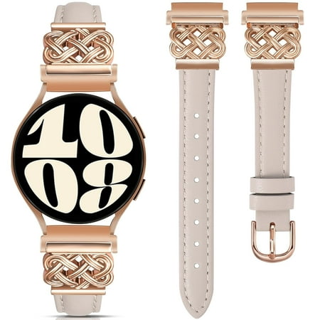 TOYOUTHS Leather Band Compatible with Samsung Galaxy Watch 7 FE 6 5 4 40mm 44mm/Watch 6 Classic/Watch 5 Pro/Watch 4 Classic/Active 2/Watch 3 41mm Women, 20mm Slim Designer Thin Premium Leather Strap