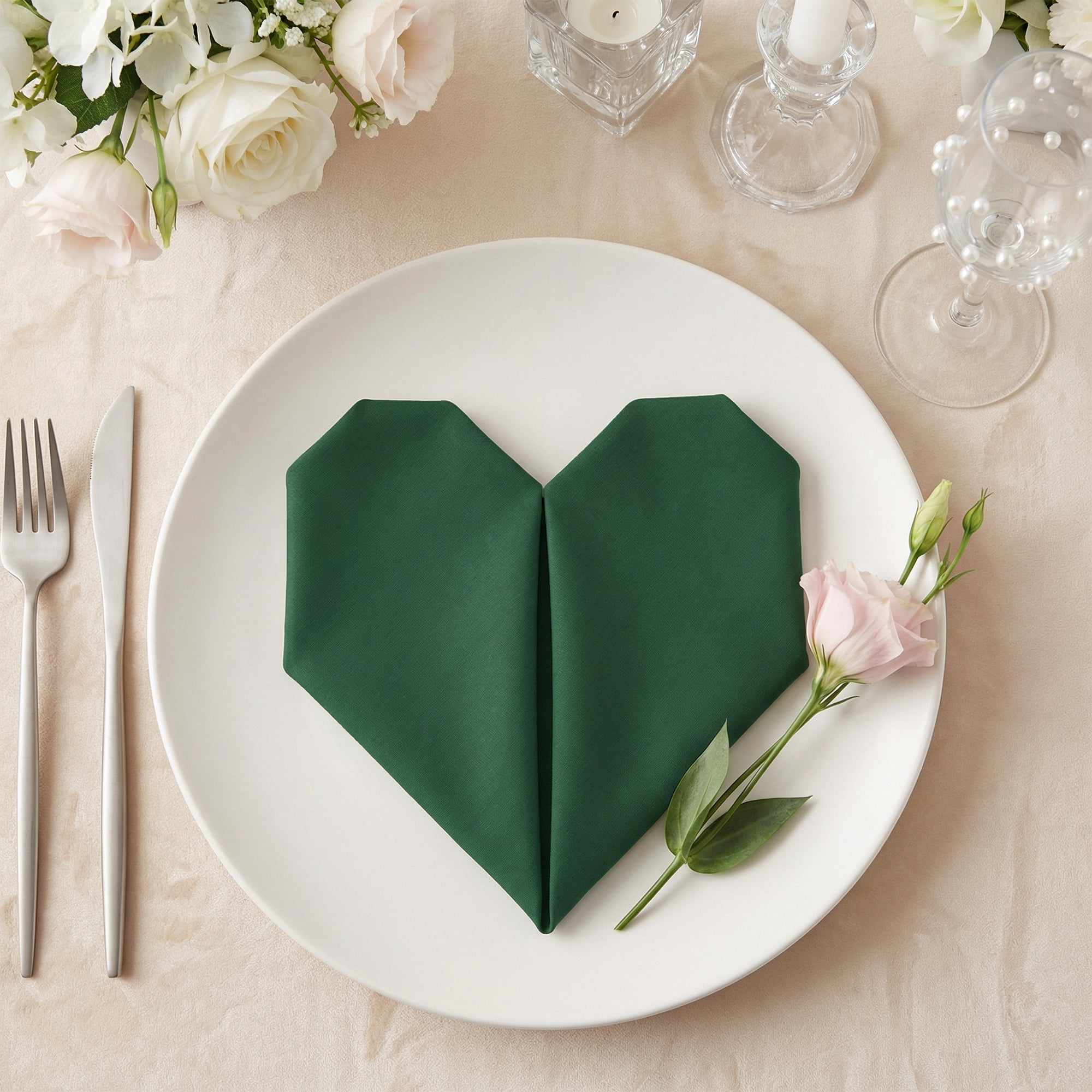Unique Bargains 12Pcs  Washable Reusable Party Cloth Napkins Dark Green 17x17inch
