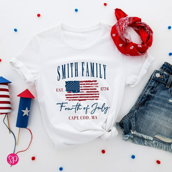 Custom Family 4th of July Shirt – Distressed USA Flag Patriotic Summer Vacation Camping Tee