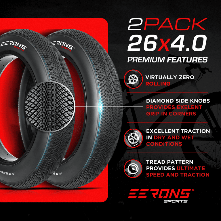 26x4 Large Wide Fat Bike Tires (2Pack), High-Performance
