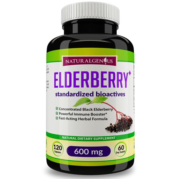 Natural Genius Vegan Black Elderberry Capsules Sambucus Elderberries