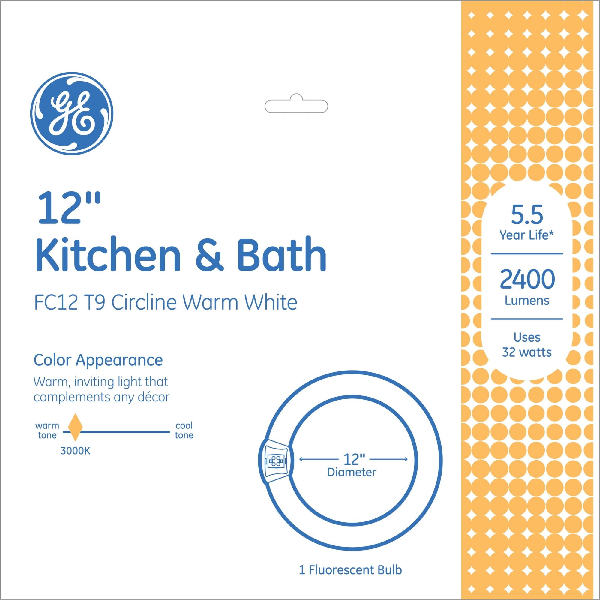 GE Warm White 32 Watt 12in Inch T9 G10q Base Fluorescent Tube 1 Pack