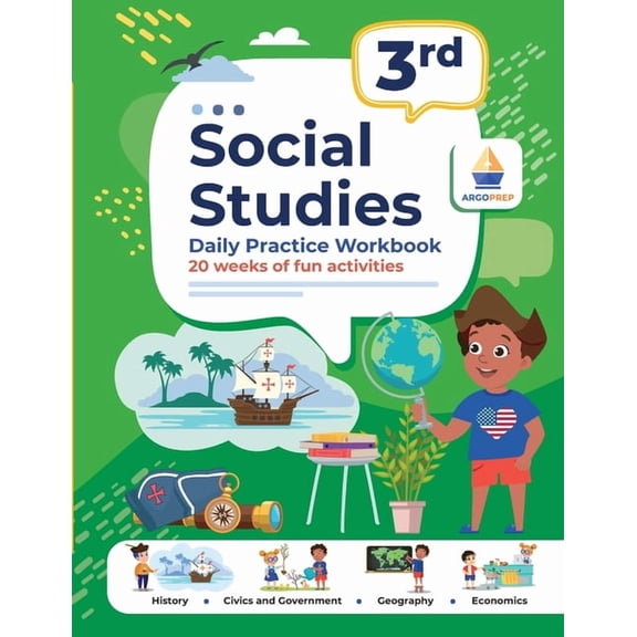 3rd Grade Social Studies: Daily Practice Workbook 20 Weeks of Fun Activities History Civic and Government Geography Econ, (Paperback)