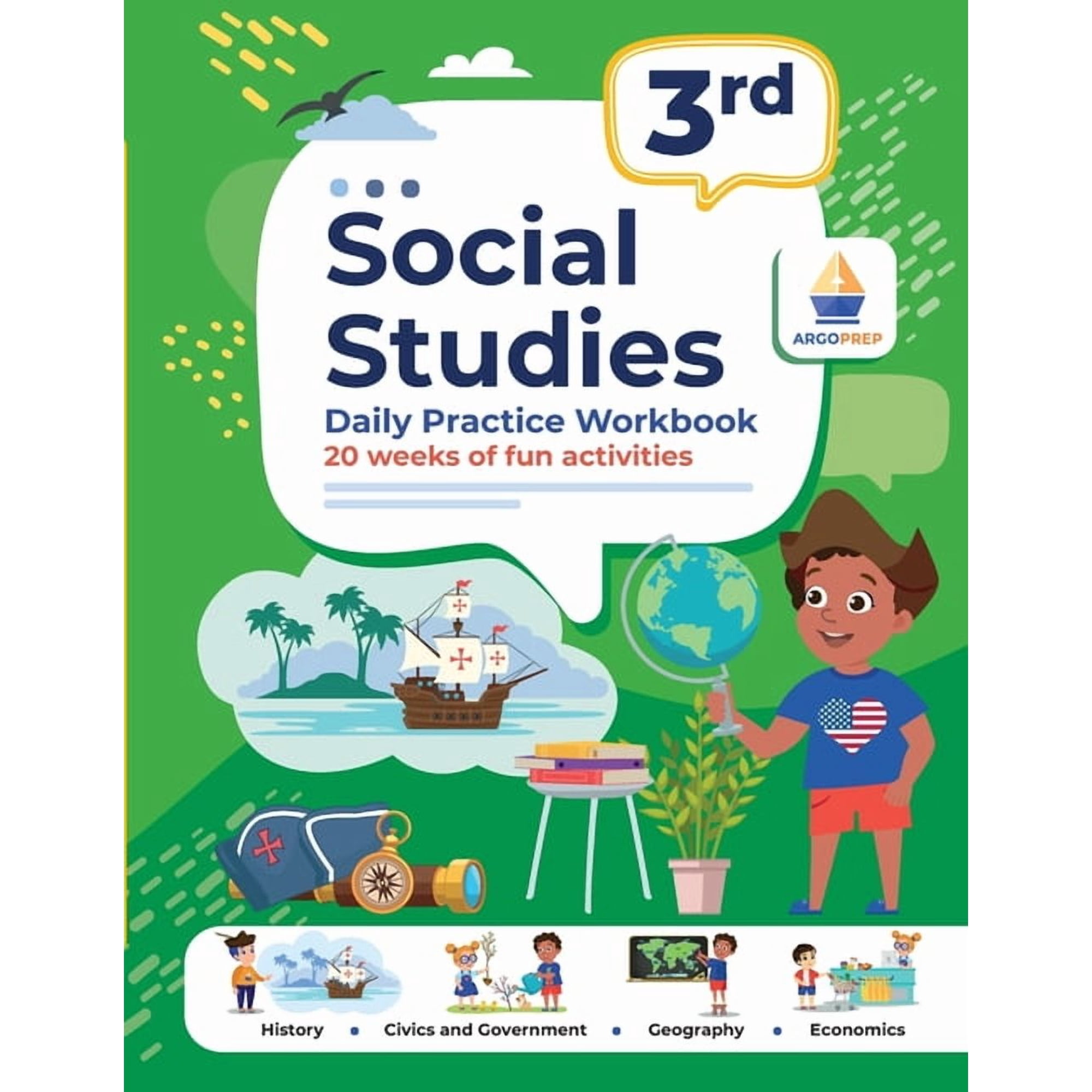 3rd Grade Social Studies: Daily Practice Workbook 20 Weeks of Fun Activities History Civic and Government Geography Econ, (Paperback)