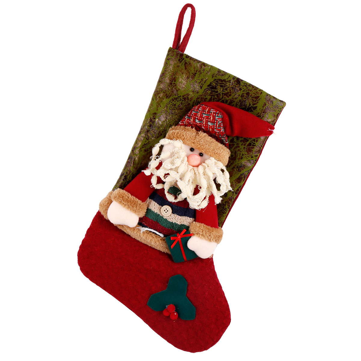 Christmas Stocking Sock Santa Claus Candy Gift Bag Xmas Tree Hanging