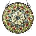 thumbnail image 2 of 23.5 Inch Round Floral Tiffany Glass Window Panel, Multicolor, 2 of 3