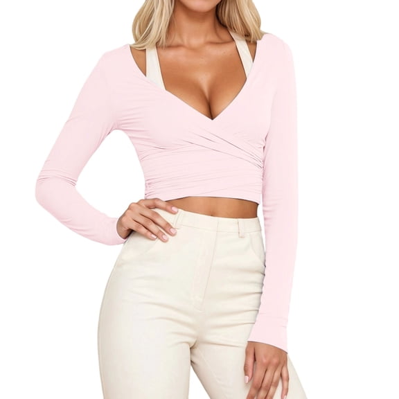 EDFBUYKRS Women's Plus Size Tunic Tops Long Sleeve V Neck Casual Blouses M